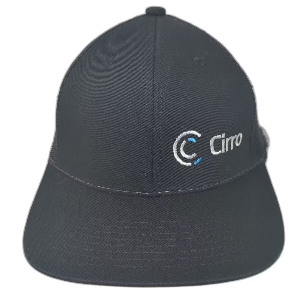 AJM Trucker Hat Black Blue OS Mesh Back Embroidered Cirro Logo Snapback